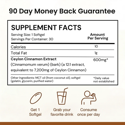 Ceylon Cinnamon 7200mg Equivalent with MCT Oil